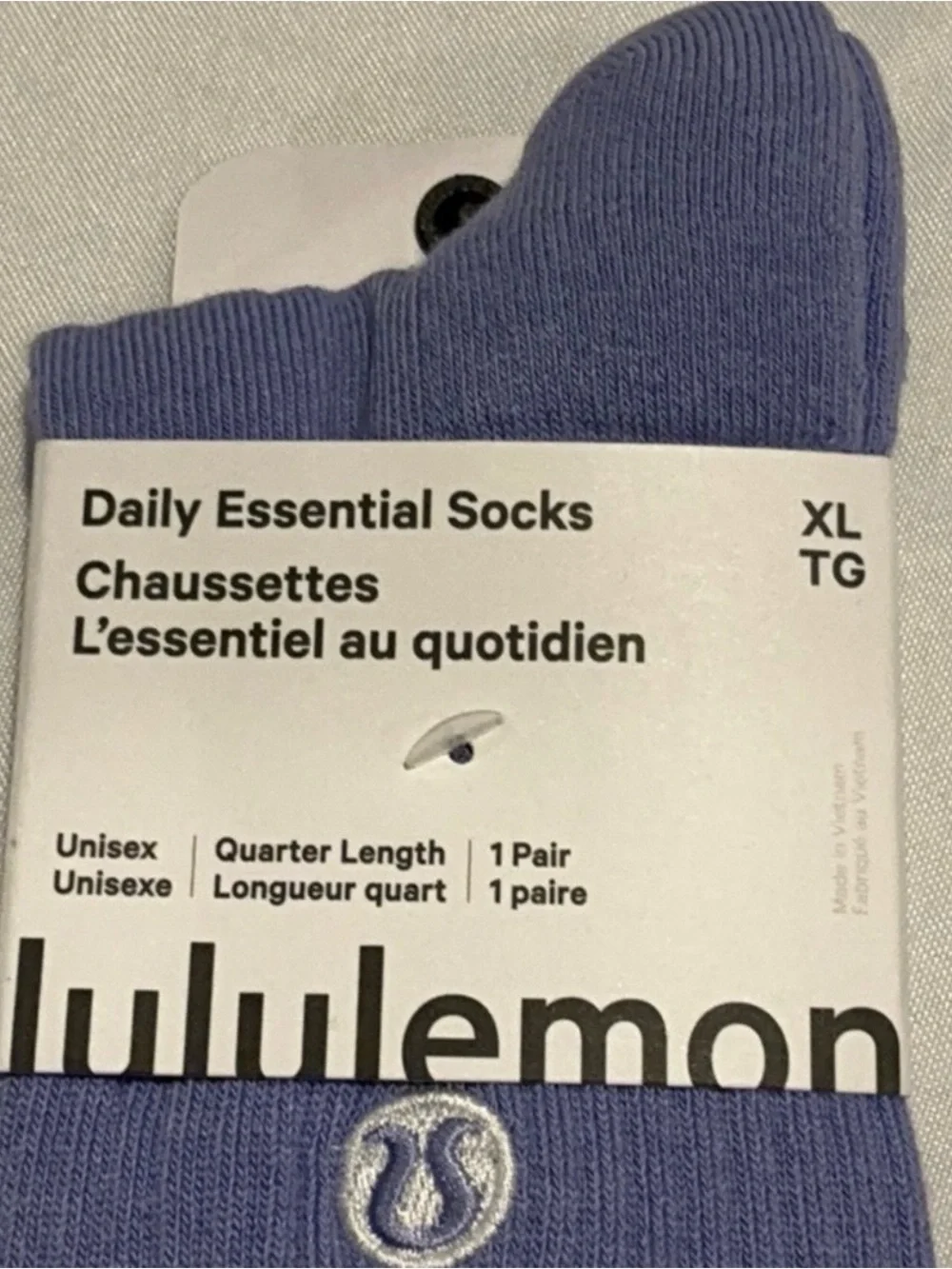 NWT lululemon athletica Daily Essential Quarter-Length Socks in dusty lilac XL